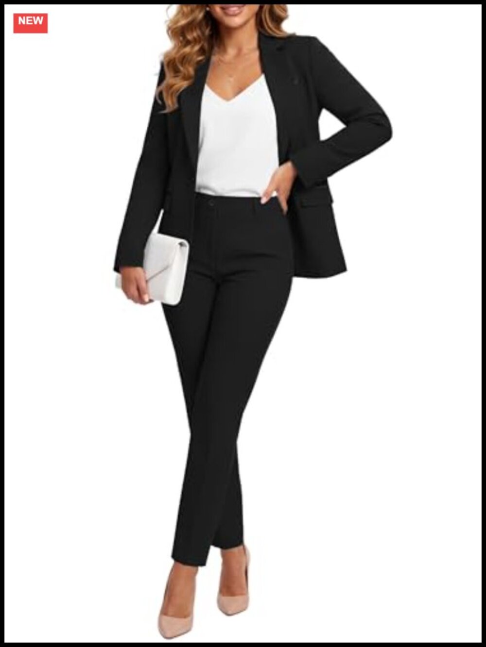 Women's Slim Fit Blazer & Pants Suit Set - Notched Lapel Business Professional